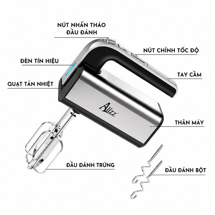 Máy Đánh Trứng Cầm Tay, Trộn Bột 2 Đầu 5 Chế Độ 300W 220V ALIZZ AL- 13606