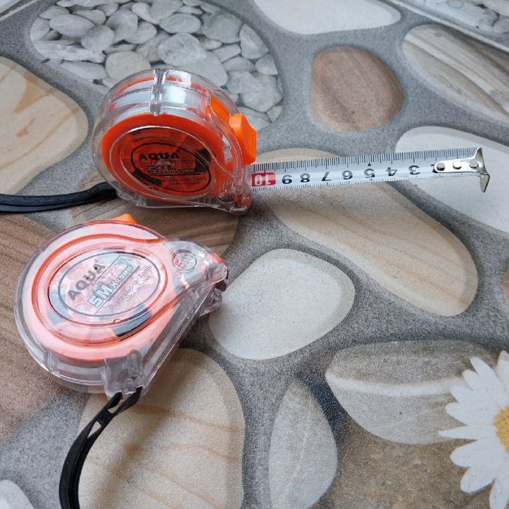 Thước đo kéo dài 5 mét (trong) thiết kế bảng lớn màu cam/ xanh/ vàng
