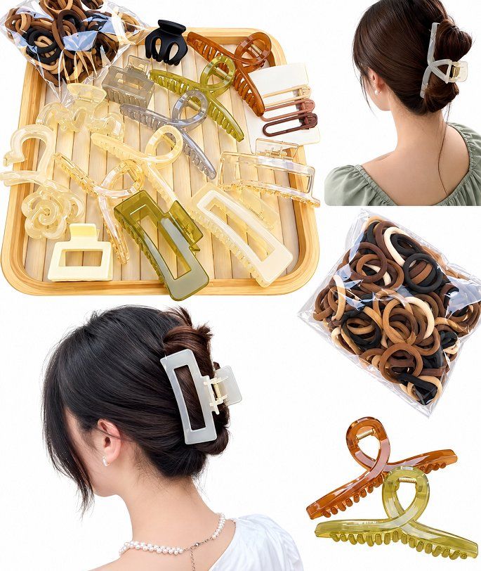 Sét kẹp tóc 67 món gồm 17 kẹp tóc + 50 dây chun loại dai buộc phồng tóc