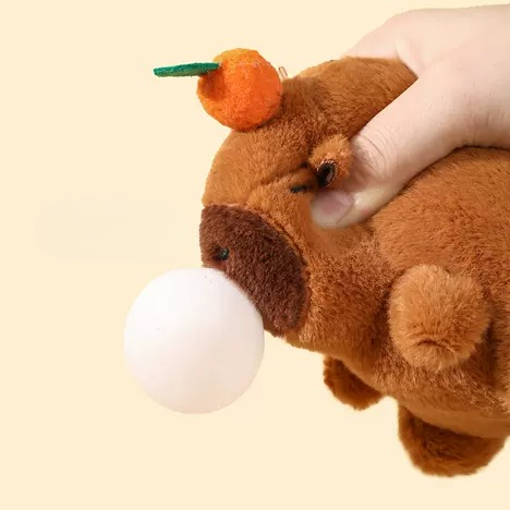 Móc khóa thú bông Capybara thổi bóng mềm mịn có lắc kêu – trang trí balo, túi xách dễ thương