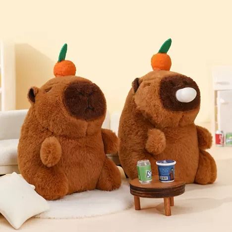 Móc khóa thú bông Capybara thổi bóng mềm mịn có lắc kêu – trang trí balo, túi xách dễ thương