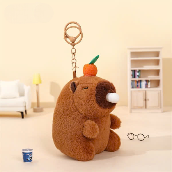 Móc khóa thú bông Capybara thổi bóng mềm mịn có lắc kêu – trang trí balo, túi xách dễ thương
