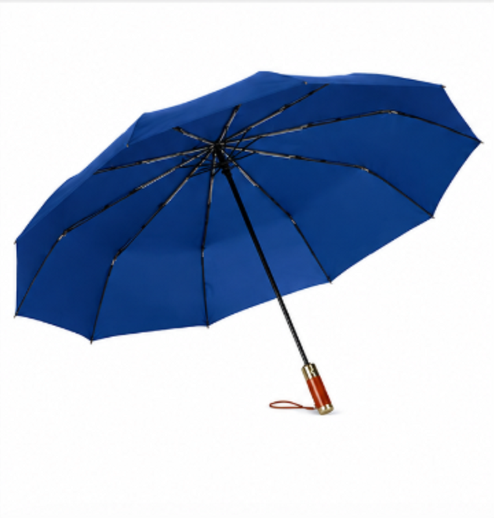 Dù Ô Tự Động Dày Dặn Cao Cấp 10 Nan 3 Thanh Dọc Gấp Gọn Đường Kính 105 cm - Xanh