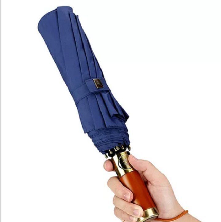 Dù Ô Tự Động Dày Dặn Cao Cấp 10 Nan 3 Thanh Dọc Gấp Gọn Đường Kính 105 cm - Xanh