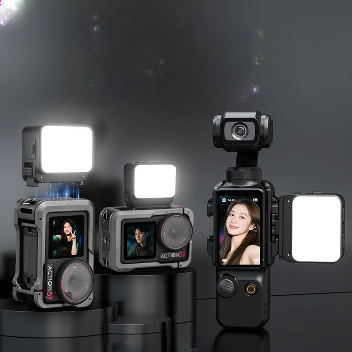 Đèn LED Mini trợ sáng Flymile kèm đế chuyển mở rộng cho DJI Pocket 3, DJI Osmo Action (1 bộ)