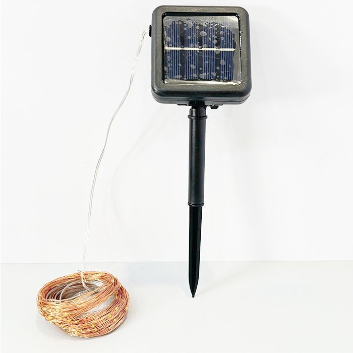 Đèn LED dây đồng ánh sáng trắng ấm trang trí năng lượng mặt trời 22 mét 200 đèn