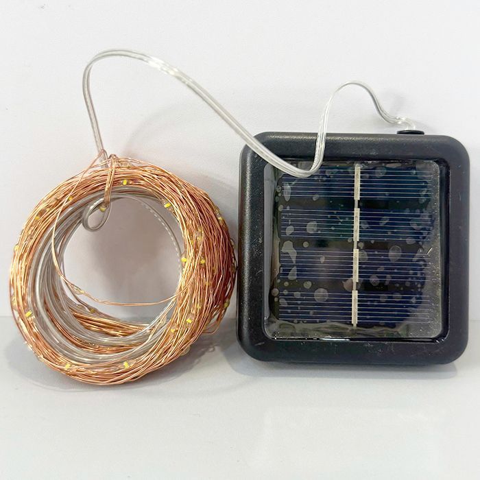 Đèn LED dây đồng ánh sáng trắng ấm trang trí năng lượng mặt trời 22 mét 200 đèn