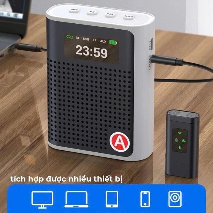 Bộ micro trợ giảng không dây S69 có Bluetooth cài áo kèm loa khuếch đại âm thanh chống hú