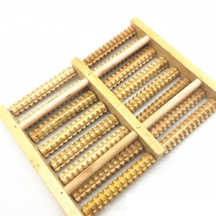 Dụng cụ massage bàn chân loại 2 hàng 8 dòng bằng gỗ loại rẻ