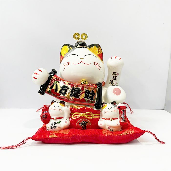 Mèo sứ thần tài kích thước 9in không vẫy tay