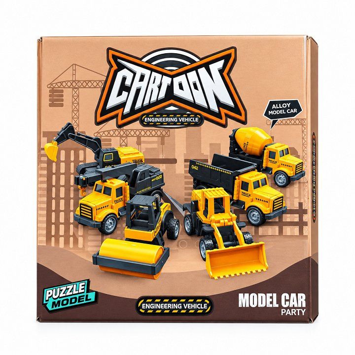 Bộ đồ chơi 8 xe mô hình xây dựng cao cấp chất liệu bằng hợp kim tỉ lệ 1:50