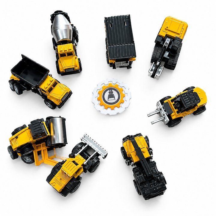 Bộ đồ chơi 8 xe mô hình xây dựng cao cấp chất liệu bằng hợp kim tỉ lệ 1:50