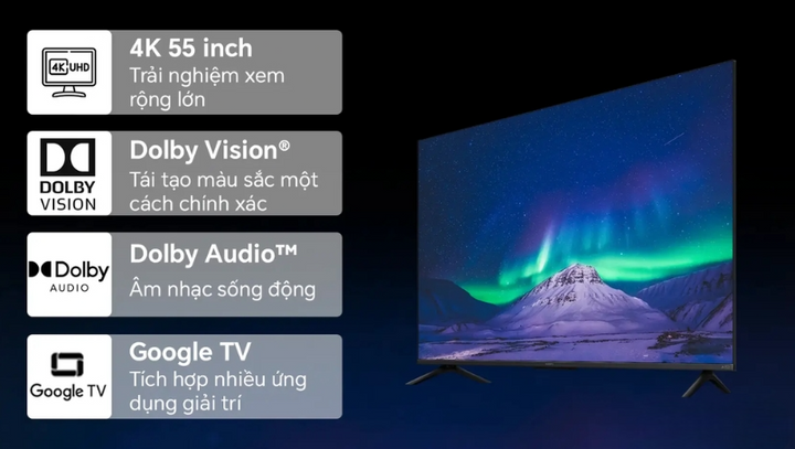 Tivi thông minh Google Tivi Xiaomi A Pro QLED 4K 55 inch L55MB-APSEA 2026