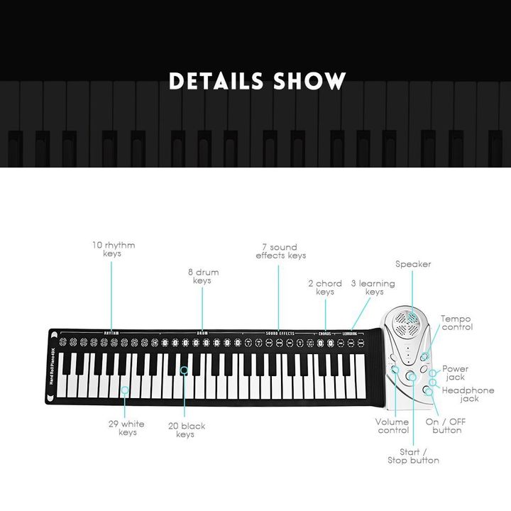 Đàn piano giá rẻ xếp gọn 49 phím 83x22.5x17.1cm