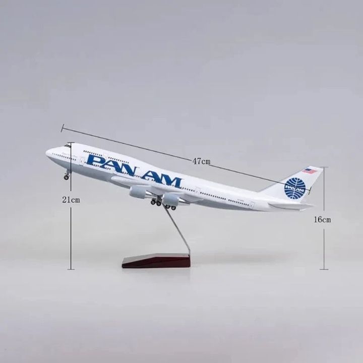 Mô hình máy bay lắp ghép Pan American World Airways B747 47cm có đèn LED