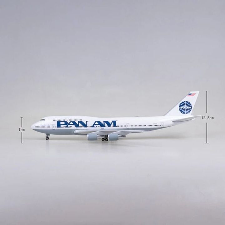 Mô hình máy bay lắp ghép Pan American World Airways B747 47cm có đèn LED