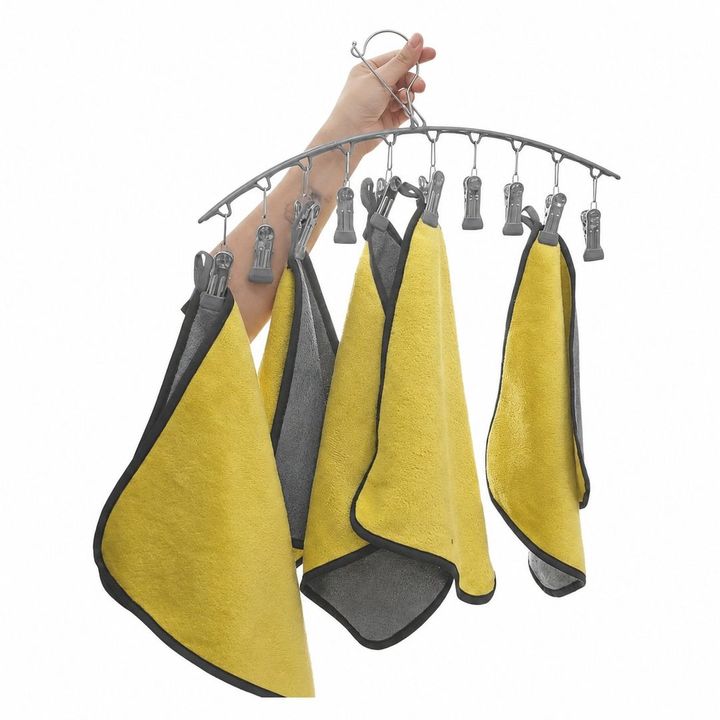 Móc treo quần áo, tất vớ 10 kẹp có khoá chống gió - chắc chắn, siêu bền - Xám