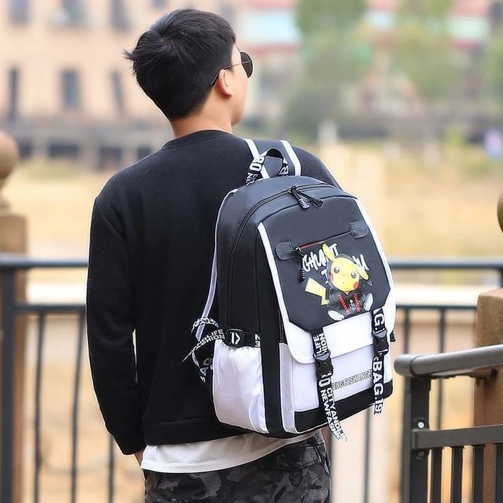 Balo đi học cho bé dễ thương hình pikachu - màu trắng