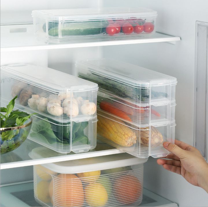 Hộp nhựa bảo quản rau củ tủ lạnh 3 tầng