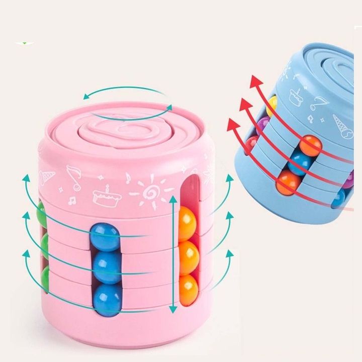 Đồ chơi trí tuệ sáng tạo Rubik biến thể hạt đậu hình lon nước Magic Bean Rubik Spinner xoay 360 độ