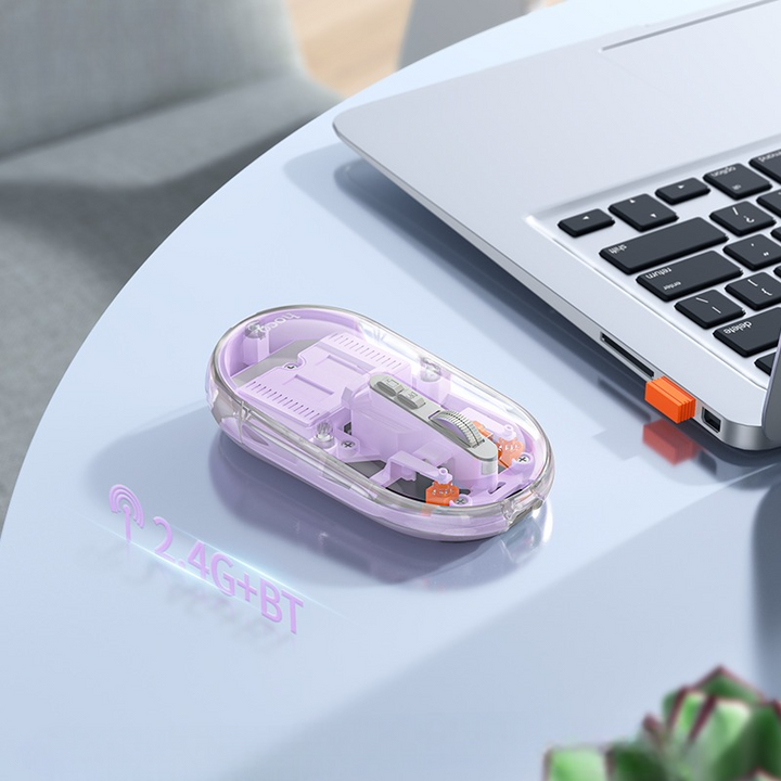 Chuột máy tính không dây Hoco GM35 (Trong Suốt) dùng pin kết nối Bluetooth