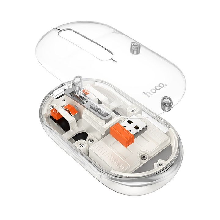 Chuột máy tính không dây Hoco GM35 (Trong Suốt) dùng pin kết nối Bluetooth