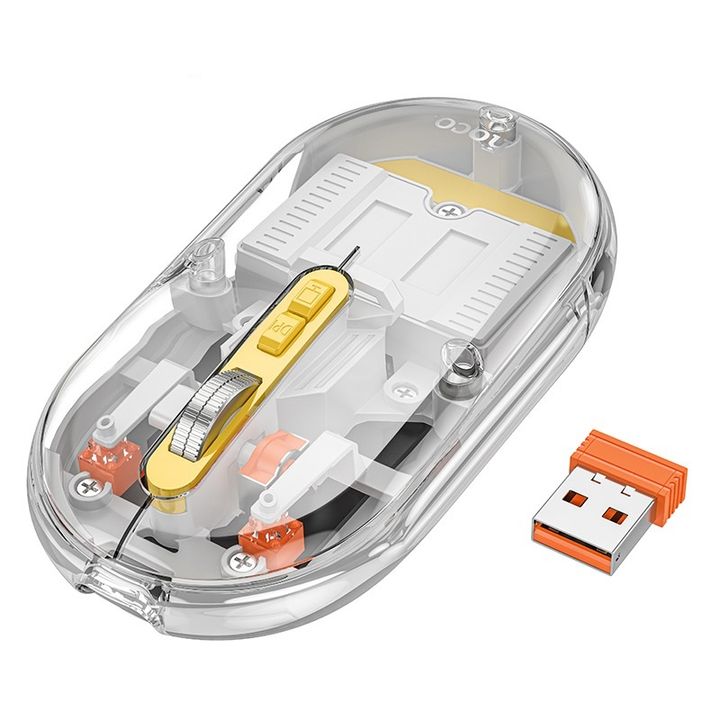 Chuột máy tính không dây Hoco GM35 (Trong Suốt) dùng pin kết nối Bluetooth