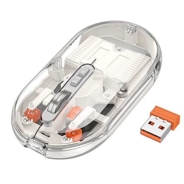 Chuột máy tính không dây Hoco GM35 (Trong Suốt) dùng pin kết nối Bluetooth