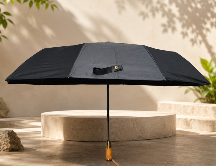 Dù ô tự động ZY- S1314 dày dặn cao cấp 10 nan 3 thanh dọc gấp gọn đường kính 105 cm - màu đen