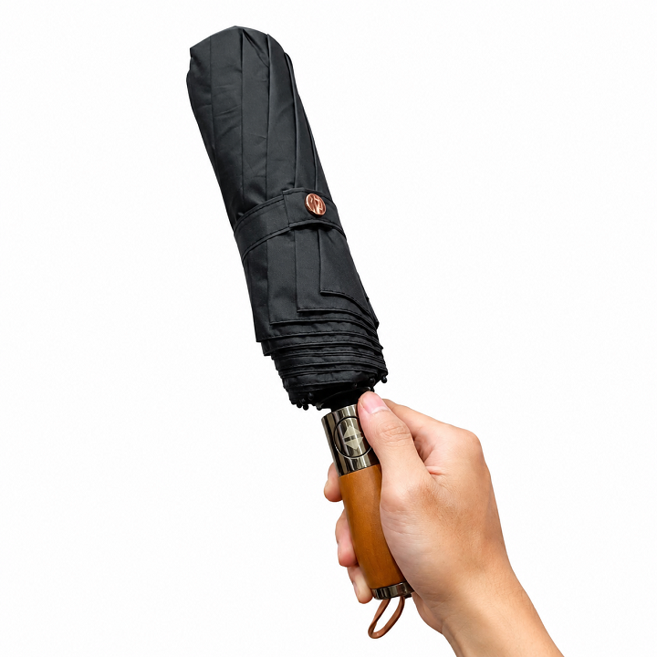 Dù ô tự động ZY- S1314 dày dặn cao cấp 10 nan 3 thanh dọc gấp gọn đường kính 105 cm - màu đen