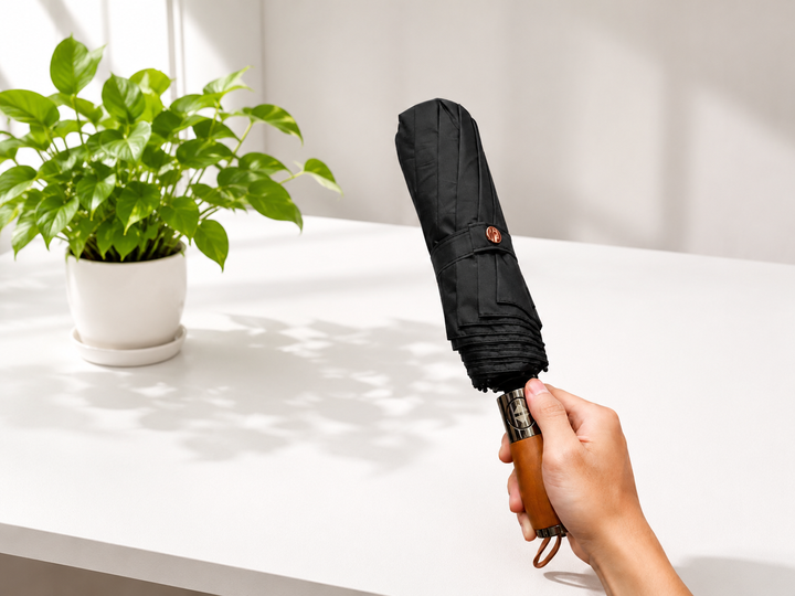 Dù ô tự động ZY- S1314 dày dặn cao cấp 10 nan 3 thanh dọc gấp gọn đường kính 105 cm - màu đen