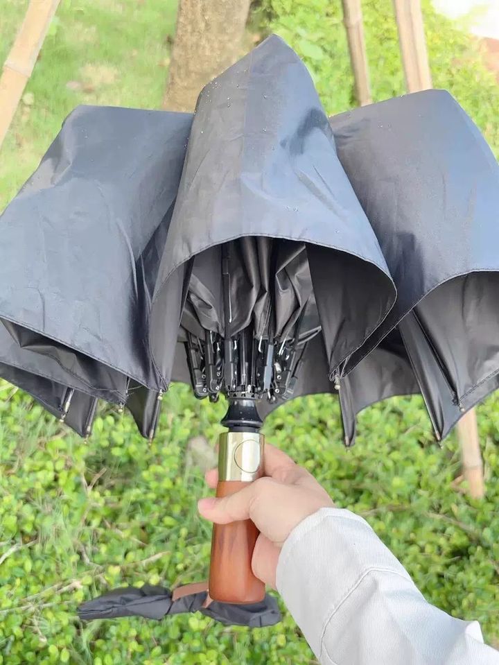 Dù ô tự động ZY- S1314 dày dặn cao cấp 10 nan 3 thanh dọc gấp gọn đường kính 105 cm - màu đen