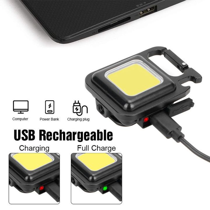 Đèn Pin Móc Khóa Đèn Led COB 500mAh Đa Năng Chống Nước, Sạc USB Tiện Dụng