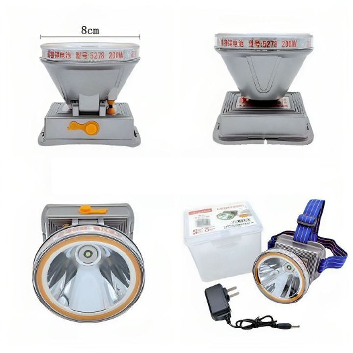 Đèn pin đội đầu sạc được GY-5278 công suất 200W - pin đôi siêu sáng