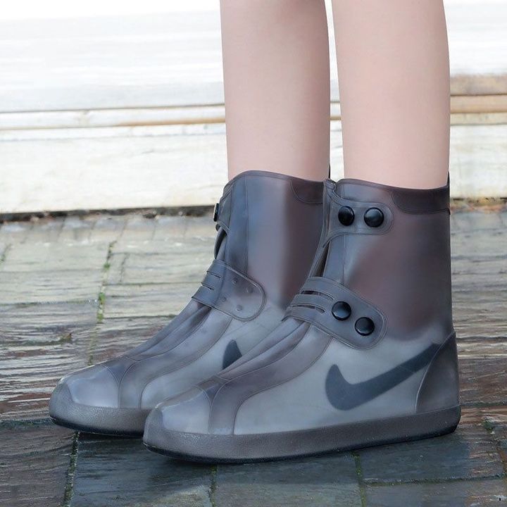 Bọc giày đi mưa silicone chống nước ống vừa 21cm siêu dày chống trượt size XL (40-41)