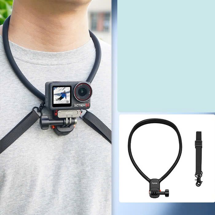 Vòng đeo cổ VRIG AC-01 silicone ngàm nam châm tháo lắp nhanh, có dây đeo cho action camera FLYMILE