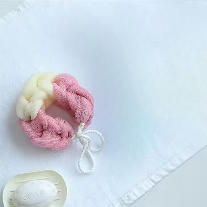 Bông tắm lưới dài kỳ lưng tạo bọt tiện dụng - Hồng Kem