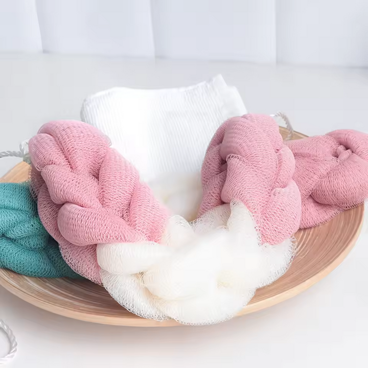 Bông tắm lưới dài kỳ lưng tạo bọt tiện dụng - Hồng Kem