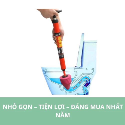 Dụng cụ thông tắc bồn cầu bằng khí nén tiện dụng