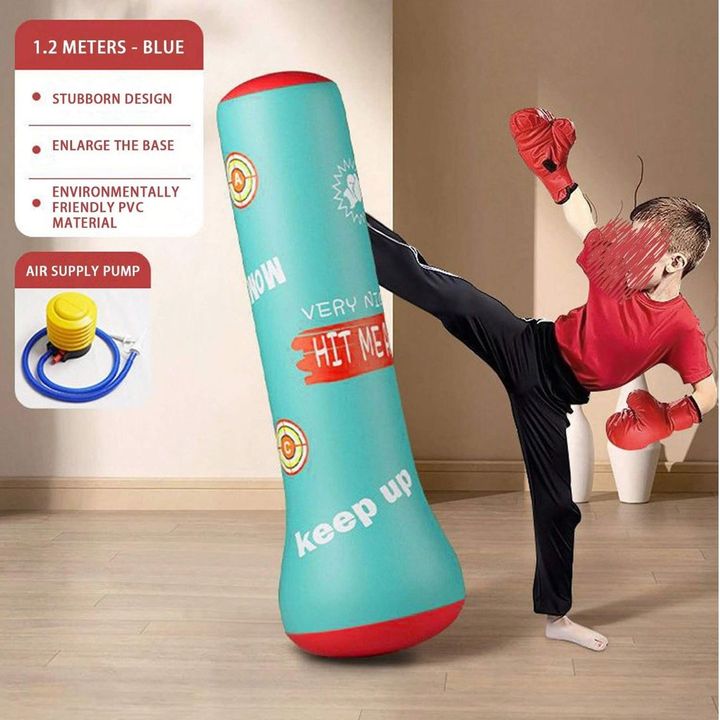 Bộ 3 món bao trụ boxing đấm bốc bơm hơi cao 1m6 kèm găng tay và bơm hơi rèn luyện sức khỏe